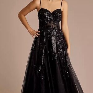 Jules and Cleo Black Floral Sequin Ball Gown Prom dress